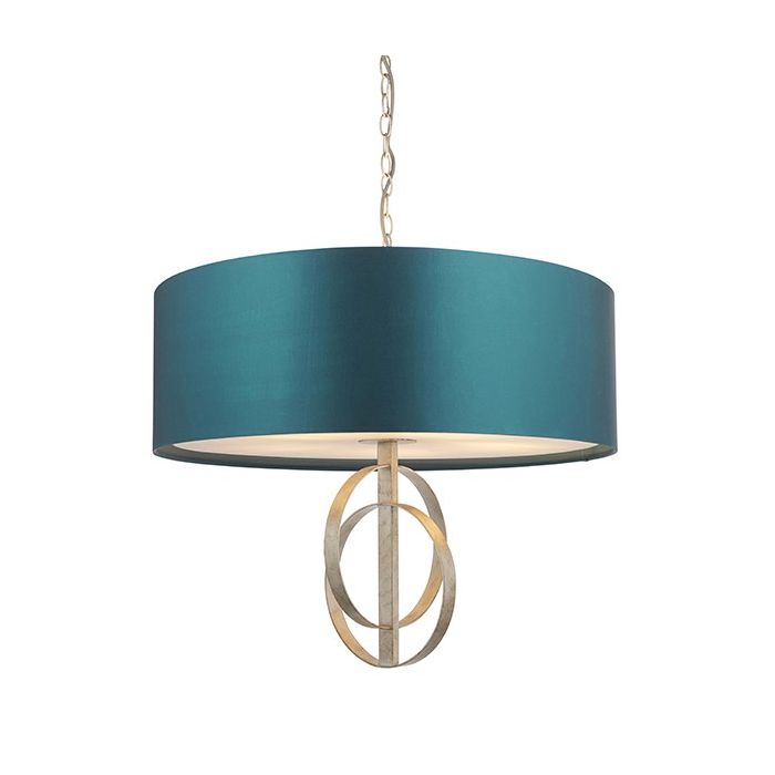 Vermont Large Silver Pendant Light in Teal 1