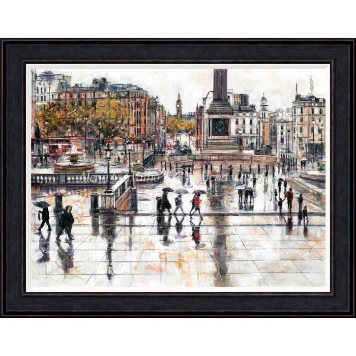Autumn Rain, Trafalgar Square by Alena Carvalho - Framed Print 1