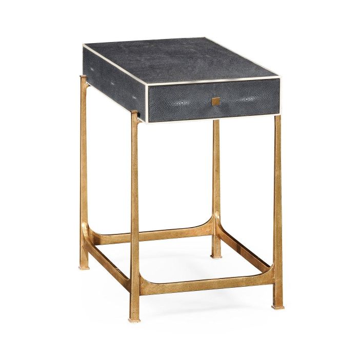 Jonathan Charles Side Table with Drawer Contemporary in Anthracite Shagreen 1