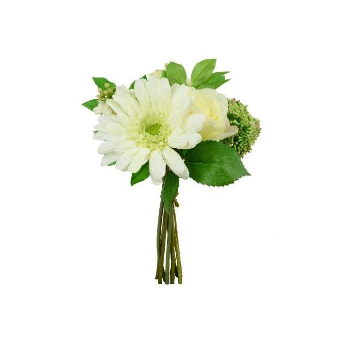 Pavilion Flowers Artificial Rose & Gerbera Bouquet Cream Height 28cm 1