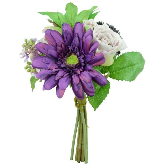 Pavilion Flowers Artificial Rose & Gerbera Bouquet Purple Height 28cm 1