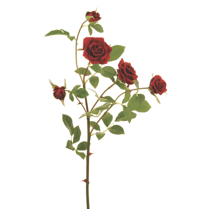 Pavilion Flowers Artificial Rose Spray Velvet Red Height 76cm 1