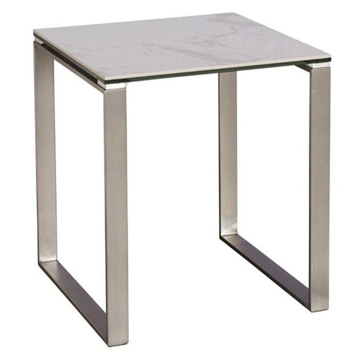 Pavilion Chic Phoenix Side Table in White Ceramic Marble 1