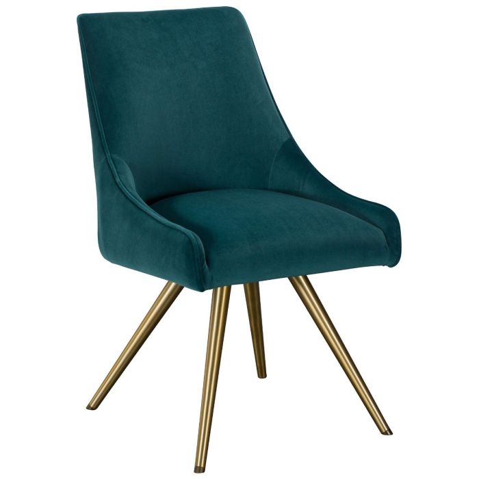 Pavilion Chic Amy Velvet Dining Chair in Teal 1