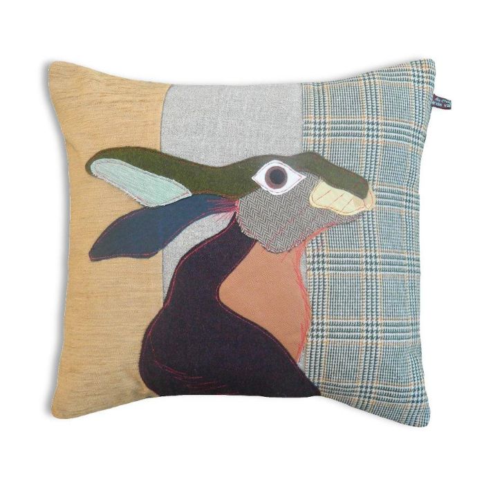 Carola Van Dyke Hare Patchwork Cushion 1