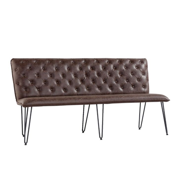 Reading 3 Seater Dining Bench with Hairpin Legs in Brown 1