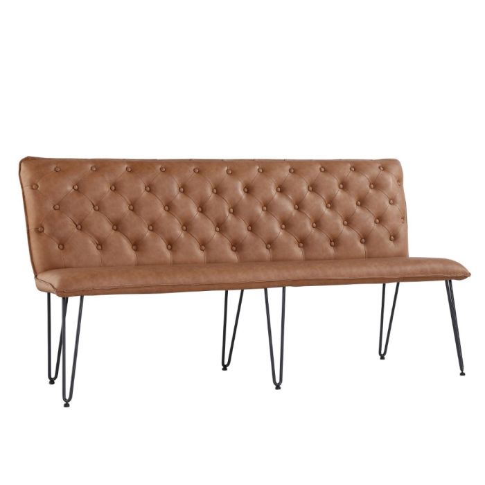 Reading 3 Seater Dining Bench with Hairpin Legs in Tan 1