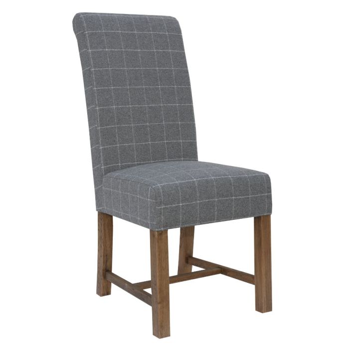 Truro Dining Chair in Check Grey 1