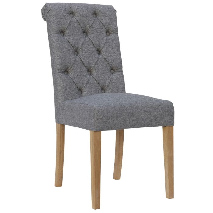 Ludlow Scroll Button Back Dining Chair in Light Grey 1