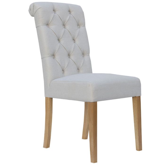 Ludlow Scroll Button Back Dining Chair in Natural  1