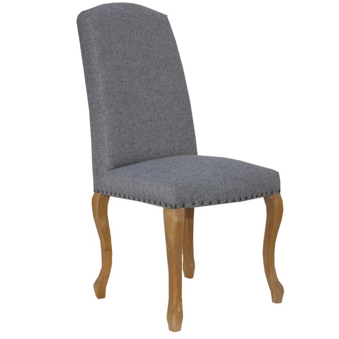 Warwick Light Grey Dining Chair with Carved Oak Legs 1