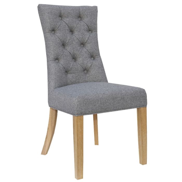 Henley Light Grey Button Back Dining Chair 1