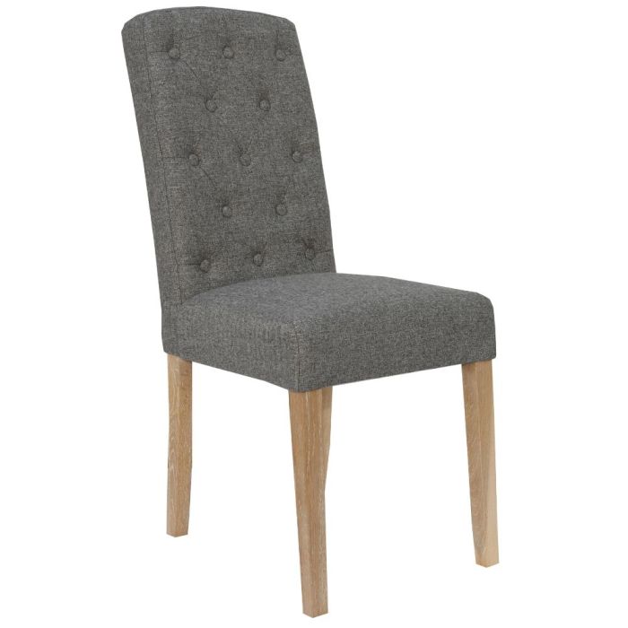 Perth Button Back Upholstered Dining Chair in Dark Grey 1