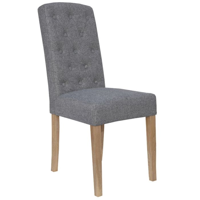 Perth Button Back Upholstered Dining Chair in Light Grey 1