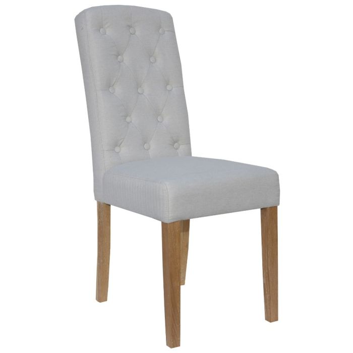 Perth Button Back Upholstered Dining Chair in Natural 1