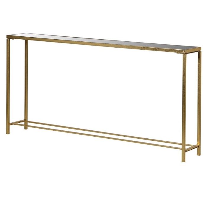 Vale Long Slim Console Table in Gold 1