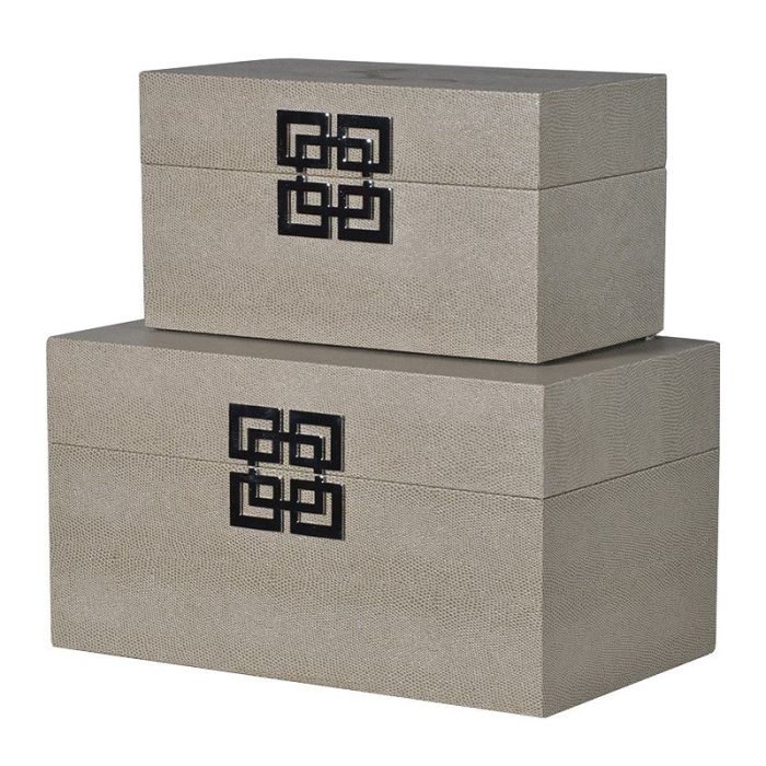 Pavilion Chic Decorative Boxes Art Deco Grey Set of 2 1