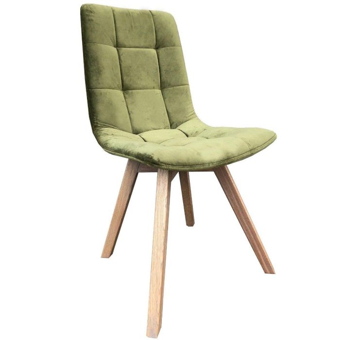 Atlanta Artichoke Green Velvet Dining Chair with Grey Leg 1