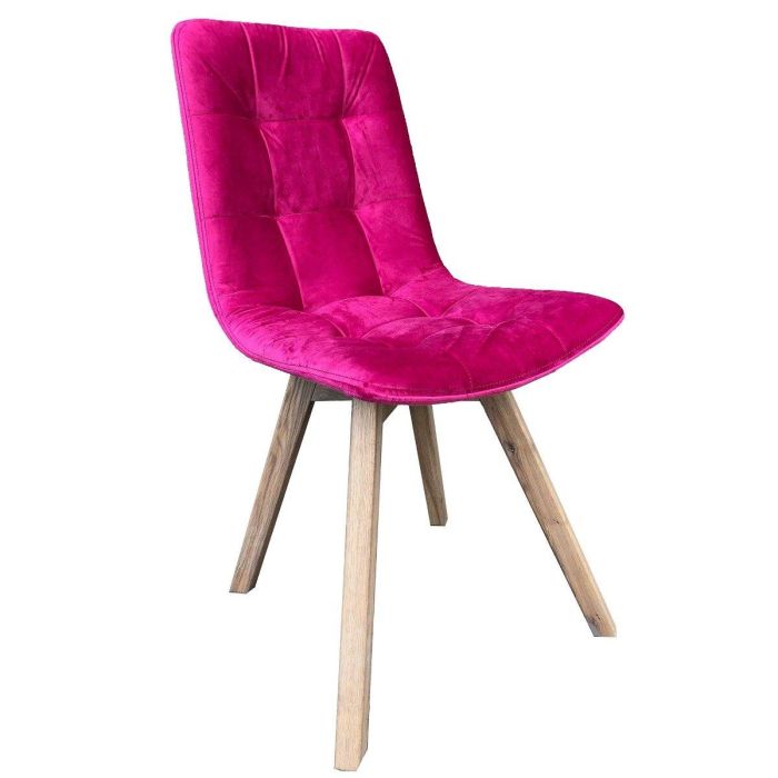 Atlanta Cerise Pink Velvet Dining Chair with Grey Leg 1