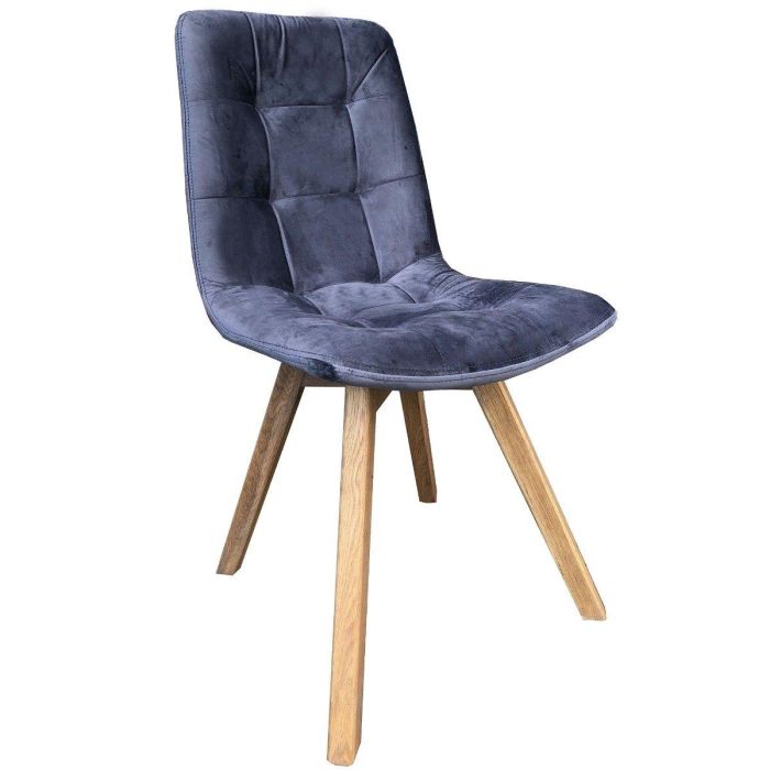 Atlanta Tempest Grey Blue Velvet Dining Chair with Grey Leg 1