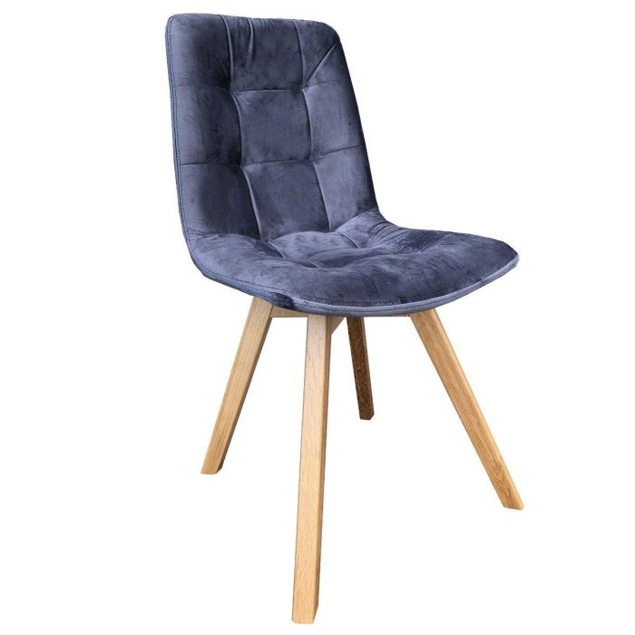 Atlanta Tempest Grey Blue Velvet Dining Chair with Light Leg 1