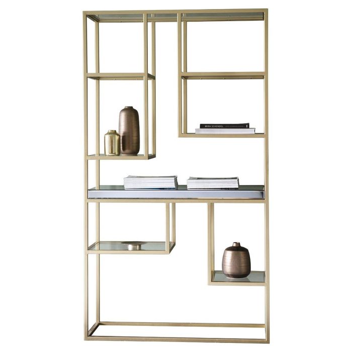 Pavilion Chic Display Unit Tottori with Glass Shelves - Gold Frame 1