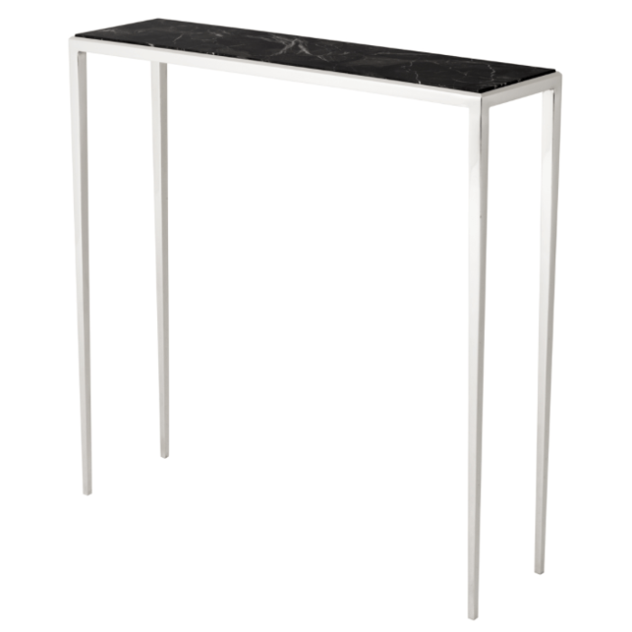 Eichholtz Henley Narrow Console Table with Marble Top - Nickel 1
