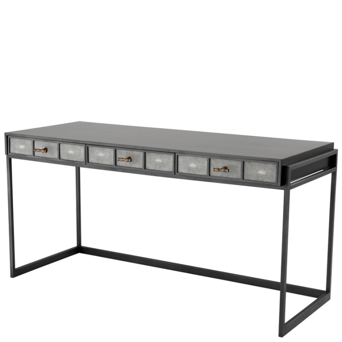 Eichholtz Desk Paco - Black Finish | Grey Shagreen Look 1