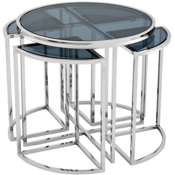 Eichholtz Side Table Vicenza - Polished Stainless Steel & Smoke Glass 1