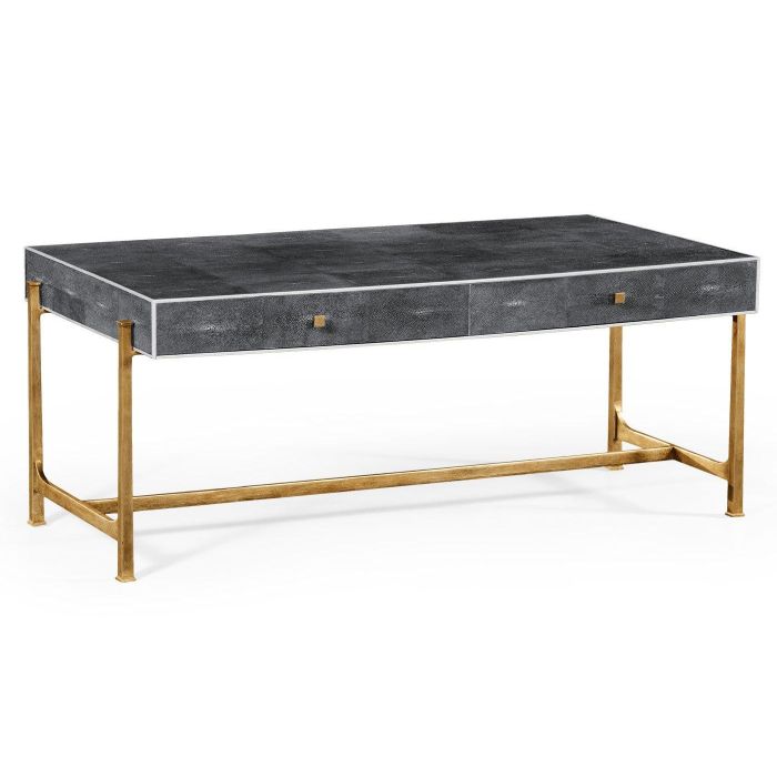 Jonathan Charles Coffee Table 1930s in Anthracite Faux Shagreen 1