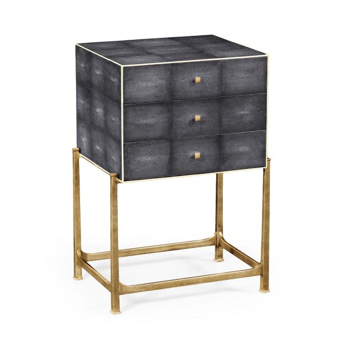 Jonathan Charles Small Chest of Drawers 1930s in Anthracite Faux Shagreen 1