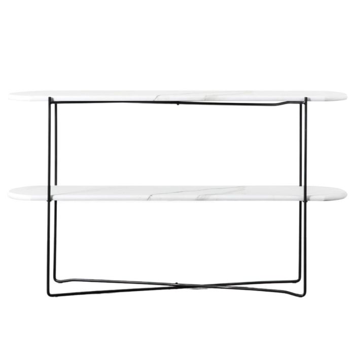 Hackney White Marble Effect Console Table with Shelf 1