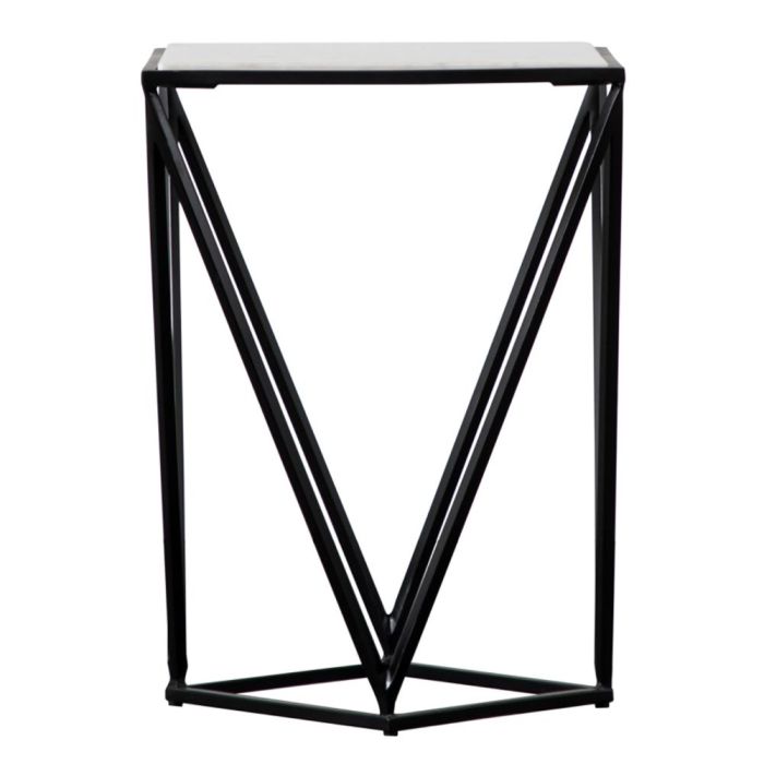 Essex Black Side Table with Marble Top 1