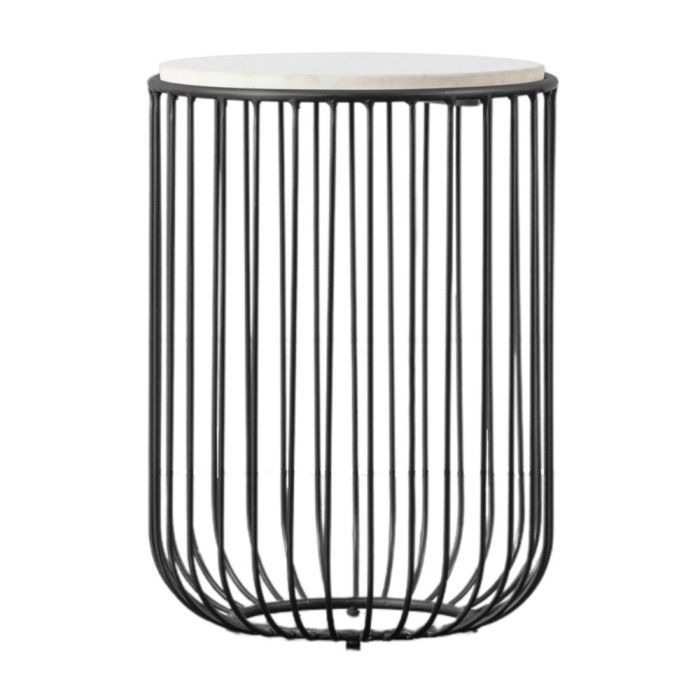 June Black Side Table with Marble Top 1