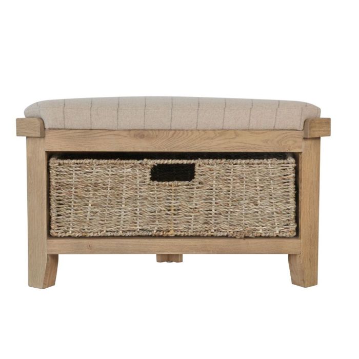 Rustic Corner Hall Bench with Basket 1