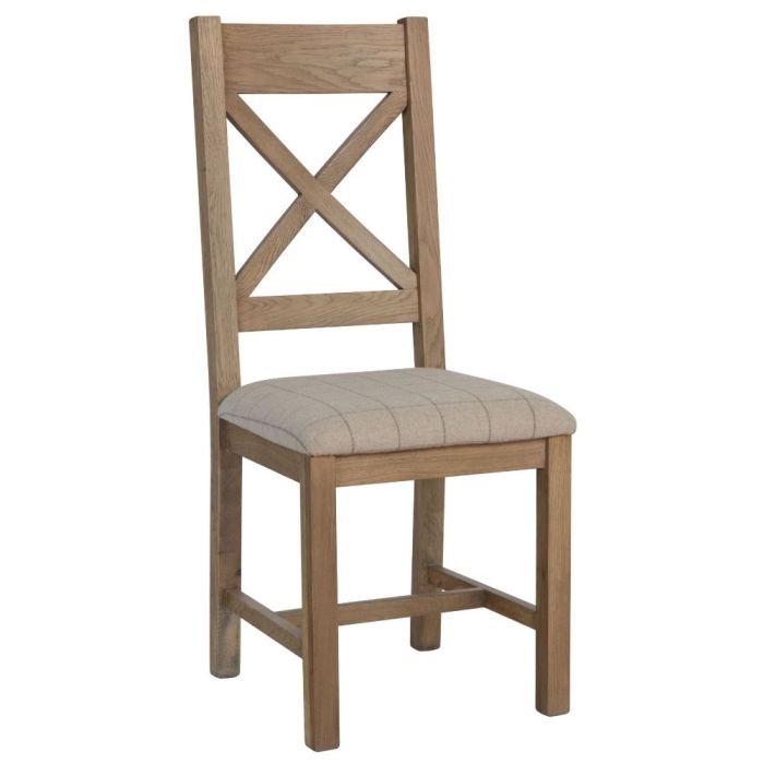 Rustic Cross Back Dining Chair in Natural Check 1