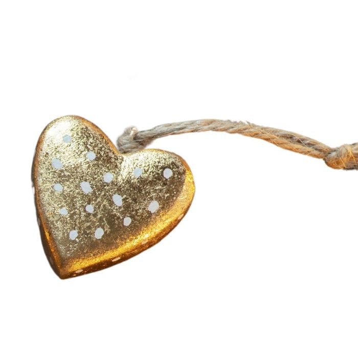 Hanging Gold Dotted Hearts Set of 6 1