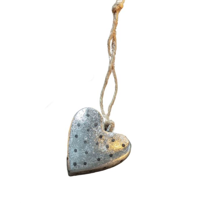 Hanging Silver Dotted Hearts Set of 6 1