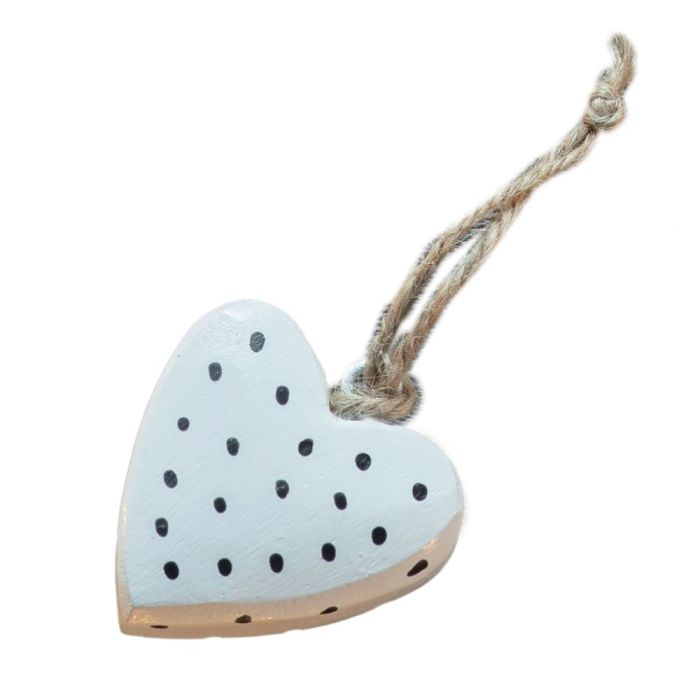 Hanging White Dotted Hearts Set of 6 1