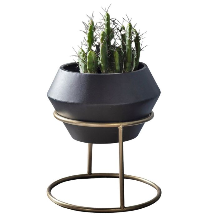 Owen Black Metal Plant Stand Small 1