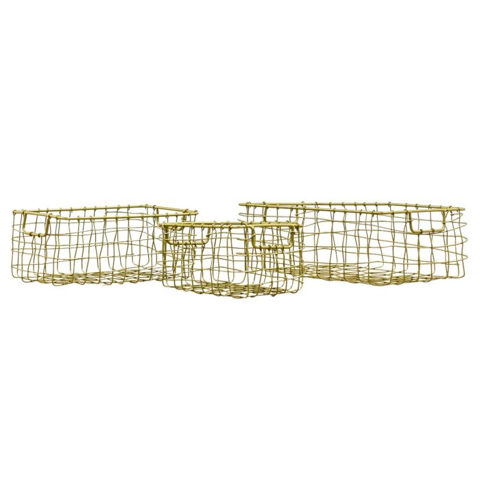 Adam Set of 3 Mini Wire Brass Baskets 1
