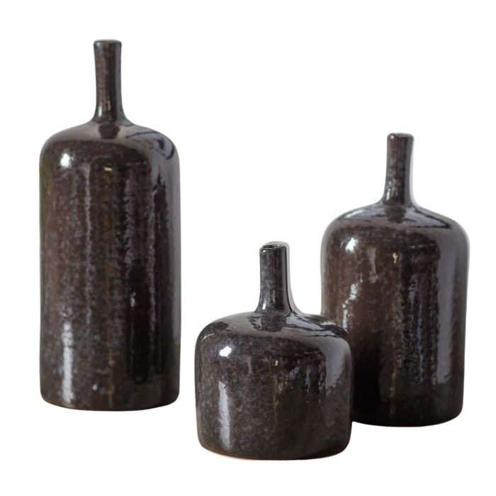 Nagao Contemporary Set of 3 Dark Grey Vases 1