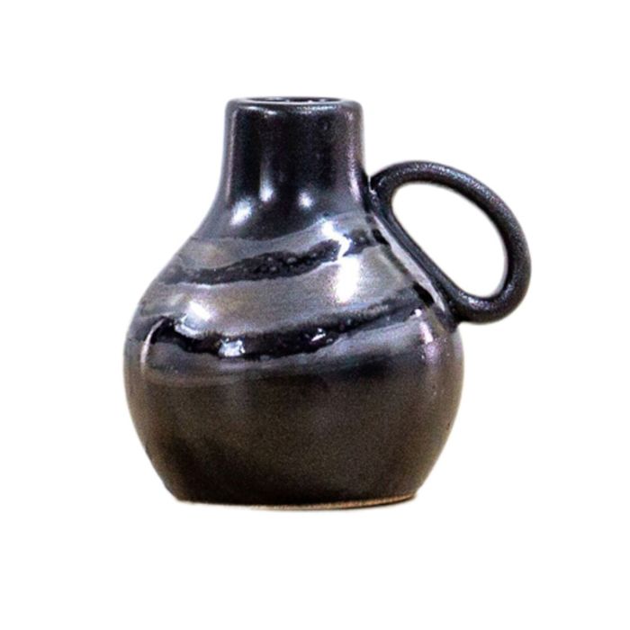 Avery Small Black Vase with Handle 1