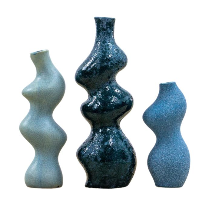 Ripple Set of 3 Blue Vases Large 1