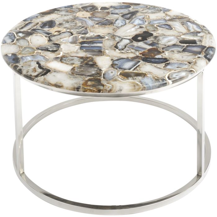 Libra Coffee Table Agate Round On Nickel Frame 1