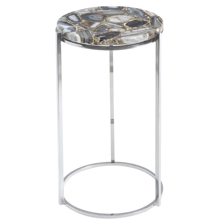 Libra Agate Round Side Tables Nickel Frame 1