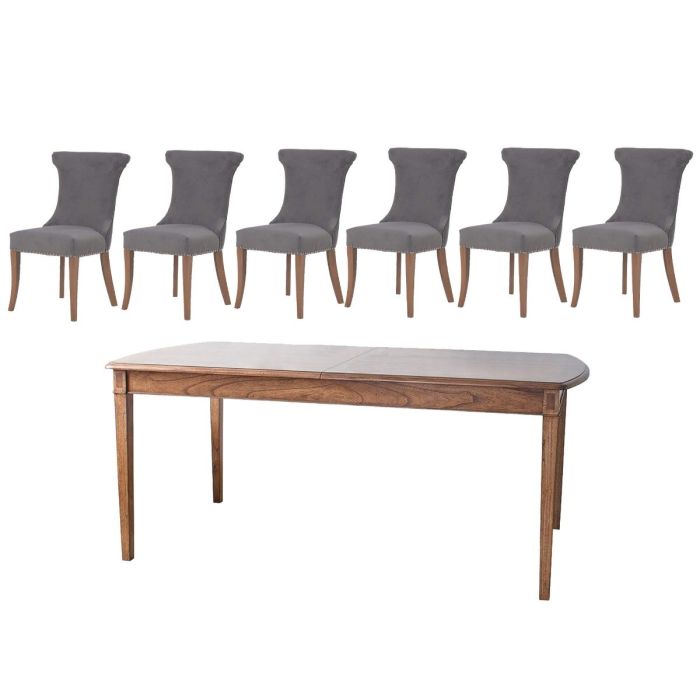 Messina Axbridge Grey Velvet Dining Chairs & Table 1