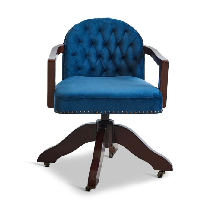 Authentic Models Senator Blue Velvet Desk Chair 1