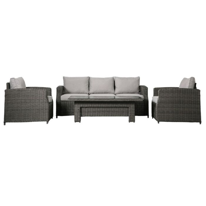 Malvern Rattan 5 Seater Sofa Set with Rising Table in Grey 1