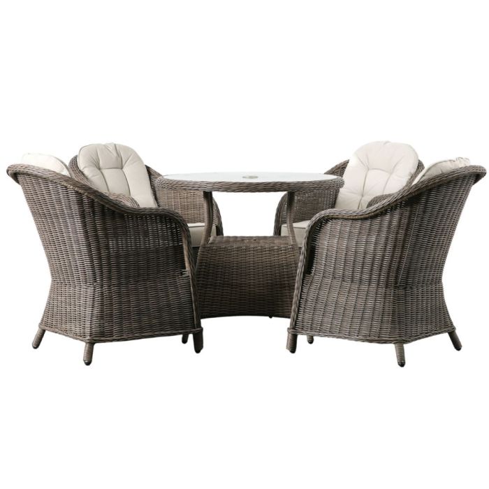 Edale 4 Seater Brown Rattan Dining Set 1